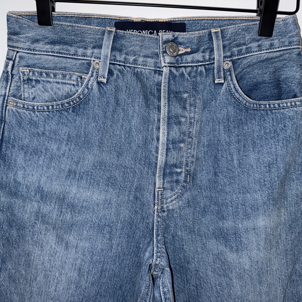 Veronica Beard Daniela High Rise Straight Leg Jeans Medium Wash Button Fly 24